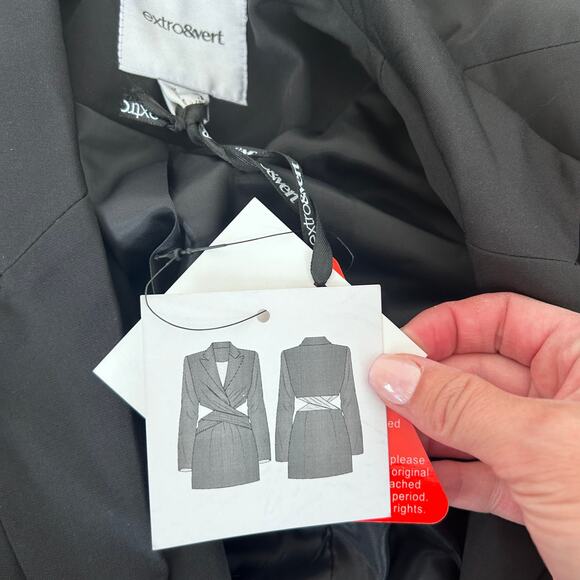 Extro & Vert Black Twist Front Blazer Skirt Dress Sz 12 - Picture 6 of 11